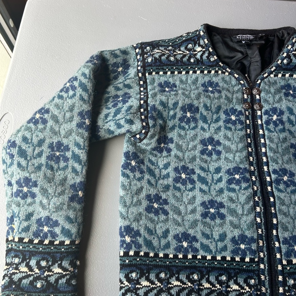 Women's Blue Patterned Jacket - image 5